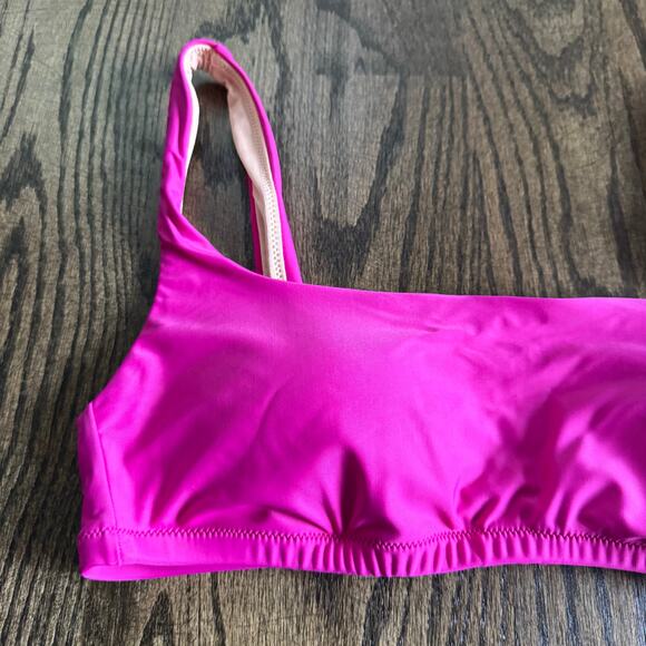 J.Crew Womens Square Neck Radiant Fuchsia Pink Bikini Swim Suit Top Size Medium - Picture 3 of 9